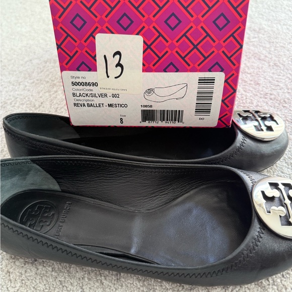 Size 8 Tory Burch Black Reva Ballet Flats - Picture 5 of 6